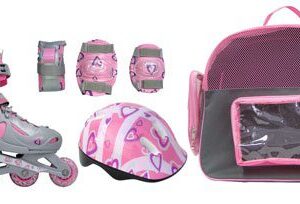 Набор с роликовыми коньками PW-116 Pink + PW-308 + PW-905