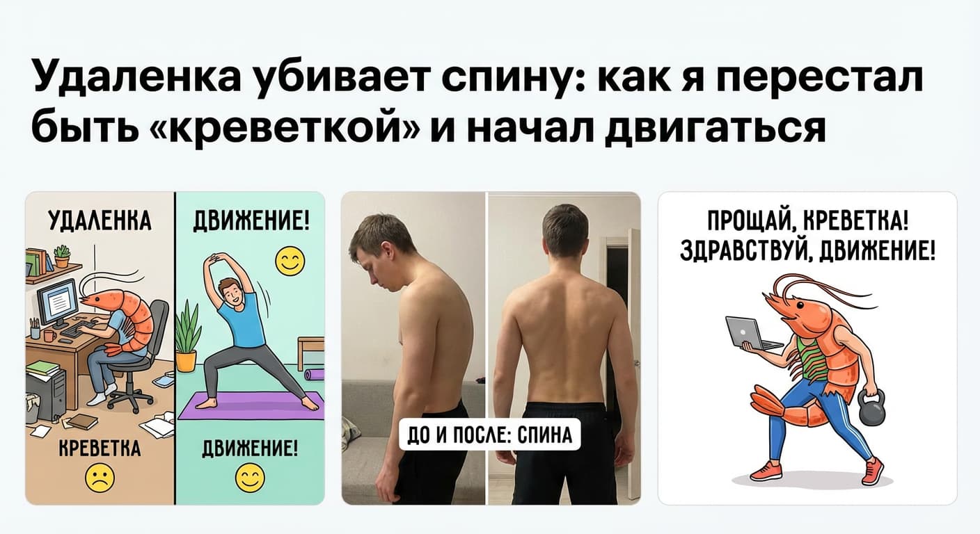 Удаленка убивает спину: как я перестал быть «креветкой» и начал двигаться